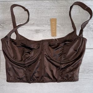 SKIMS STRETCH SATIN CORSET IN COCOA - BRAND NEW WITH TAGS SIZE XS